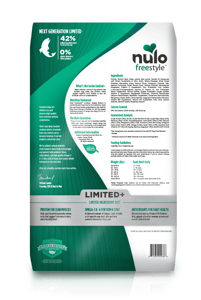 Nulo Freestyle 狗糧 無穀物高肉低敏乾糧 (鱈魚、扁豆) (幼及成犬配方) 1.8kg / 10kg