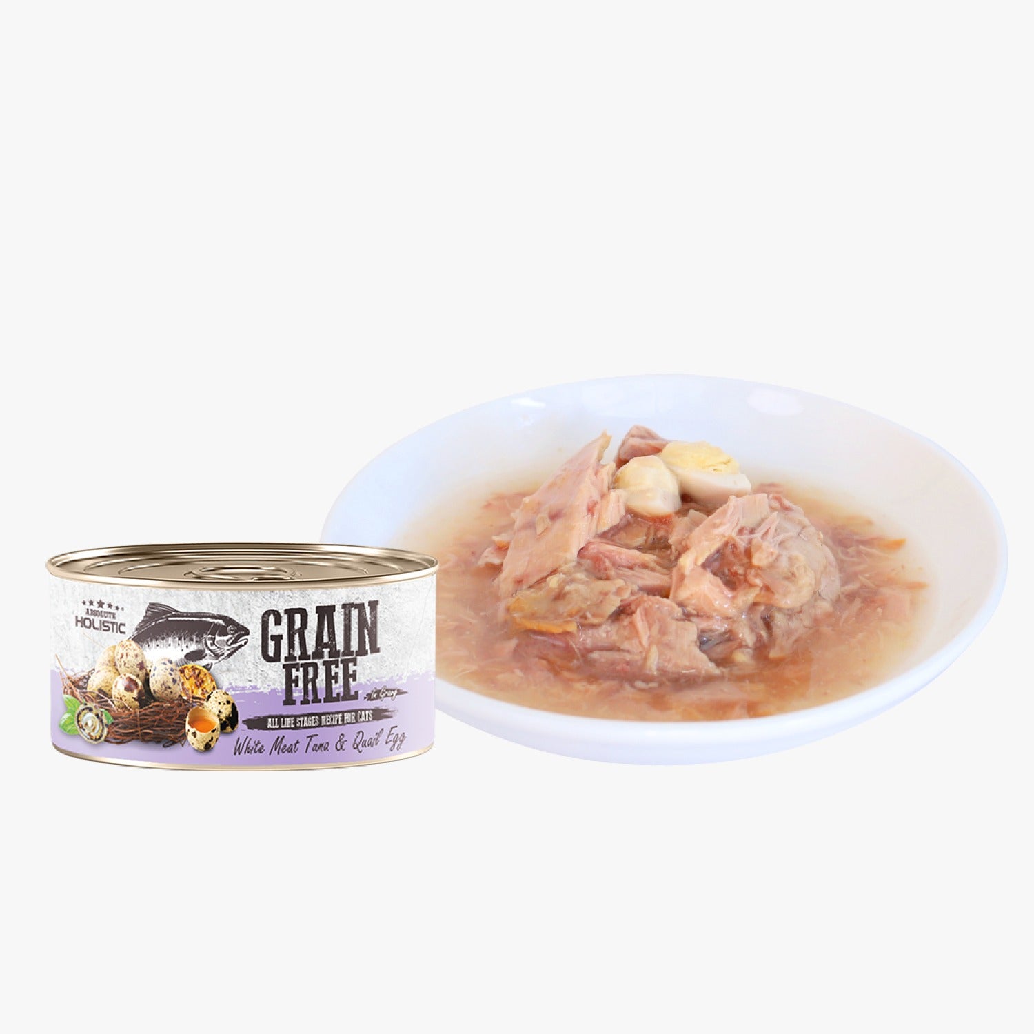 Absolute Holistic 貓罐頭 純天然無穀物 白肉金槍魚+鵪鶉蛋 80g