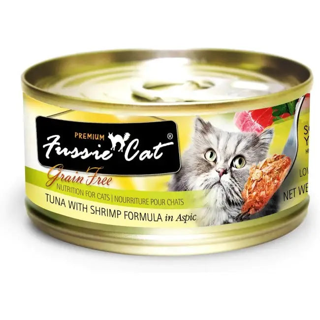 Fussie Cat 高竇貓 貓罐頭 《黑鑽系列》 吞拿魚+蝦肉 80g
