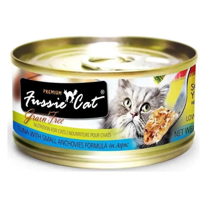 Fussie Cat 高竇貓 貓罐頭 《黑鑽系列》 吞拿魚+白飯魚 80g