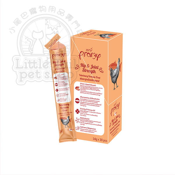 泰國 Pramy 貓小食《營養肉泥唧唧醬》 三文魚雞肉 - 強化關節(葡萄糖胺&軟骨素) 14gx30條/盒