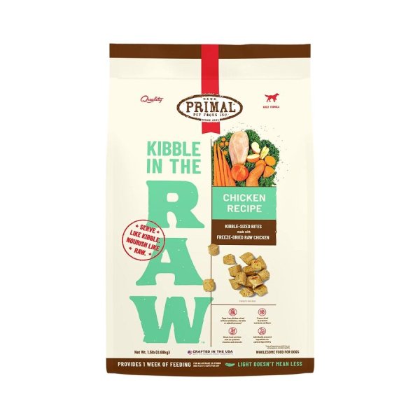 Primal 犬用 脫水凍乾糧 Kibble In The Raw 雞肉配方 1.5lb / 9lb