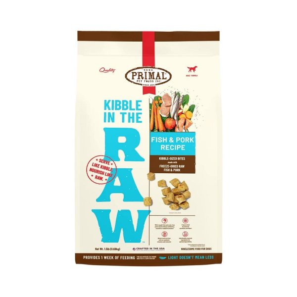 Primal 犬用 脫水凍乾糧 Kibble In The Raw 魚肉+豬肉配方 1.5lb / 9lb