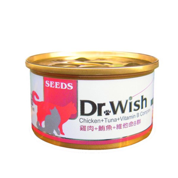 Seeds 貓罐頭 Dr Wish 營養慕絲-鮪魚+雞肉+維他命B群 (增強免疫系統功能,促進新陳代謝) 85g