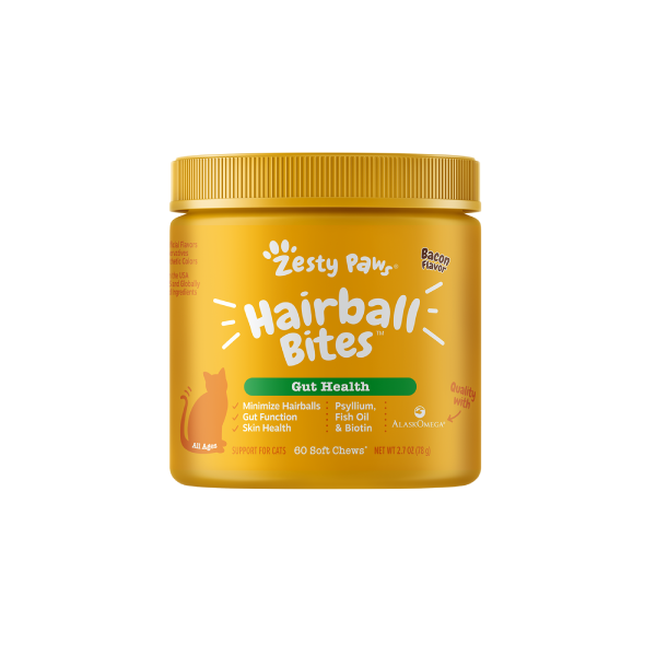 Zesty Paws Hairball Bites 毛球控制咀嚼軟粒 - 煙肉味(貓用) 60粒 (🥳大量購買優惠🎉2件85折)