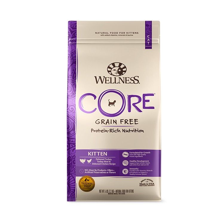 WELLNESS 《CORE》 貓糧 無穀物 火雞+雞肉 (幼貓成長配方) 2 lb / 5 lb