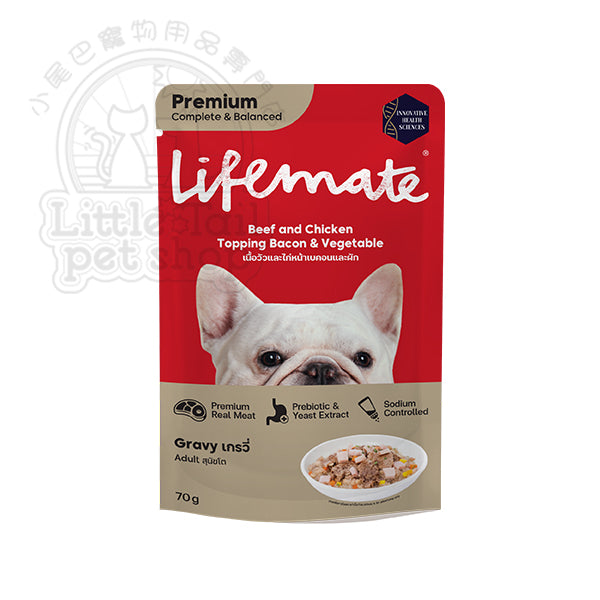 Lifemate 狗濕糧 牛肉+雞肉+煙肉+蔬菜 70g