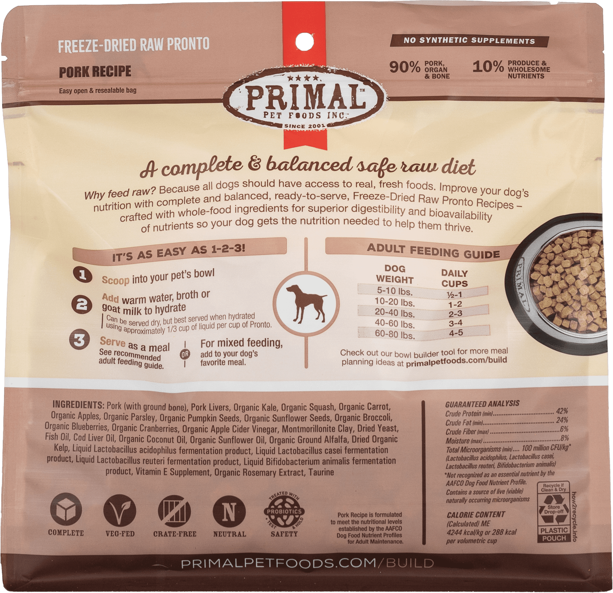 Primal 犬用 凍乾肉粒糧 豚肉配方 16oz