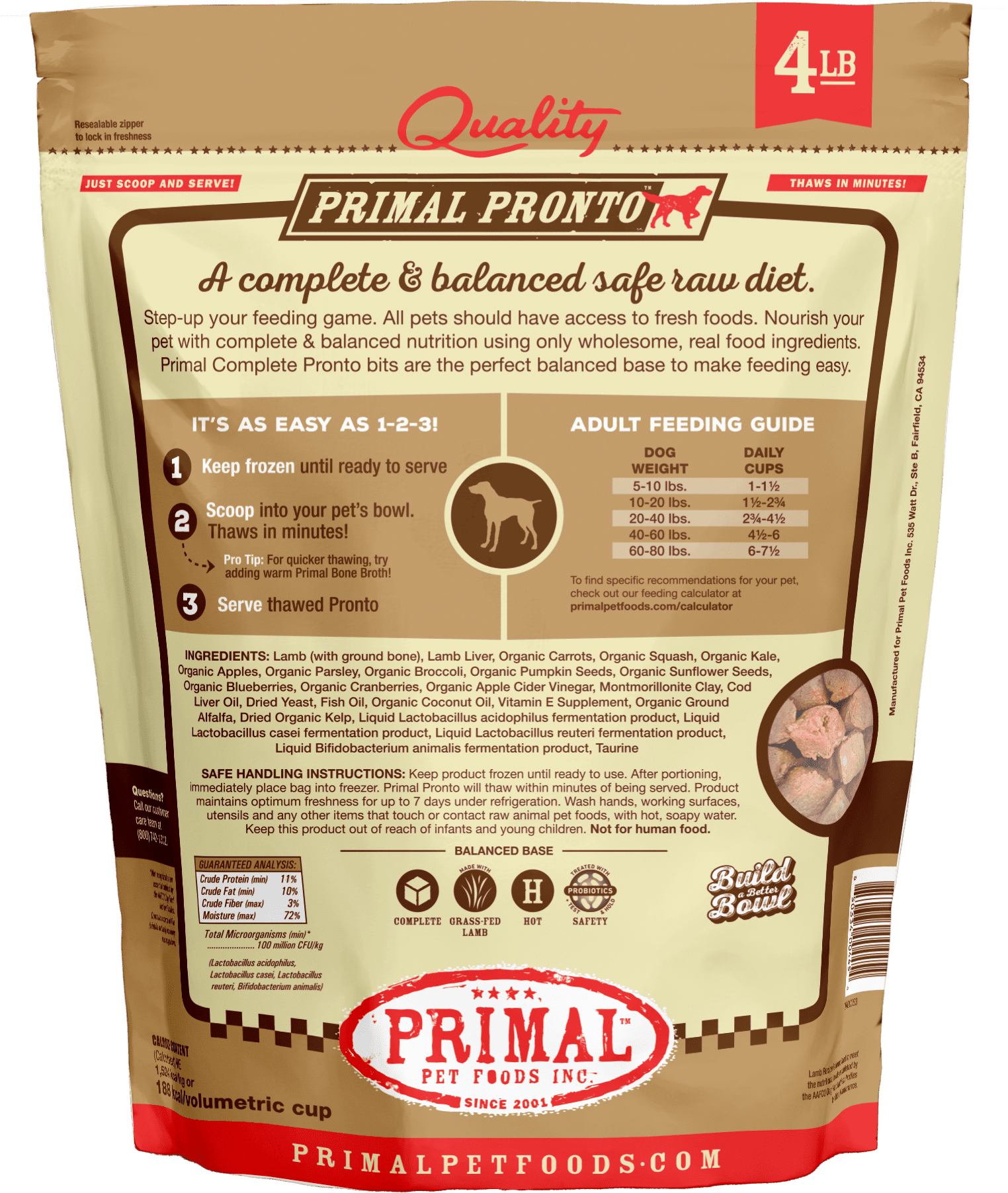 Primal 犬用 急凍鮮肉粒 羊肉配方 4lb (🥳大量購買優惠🎉)