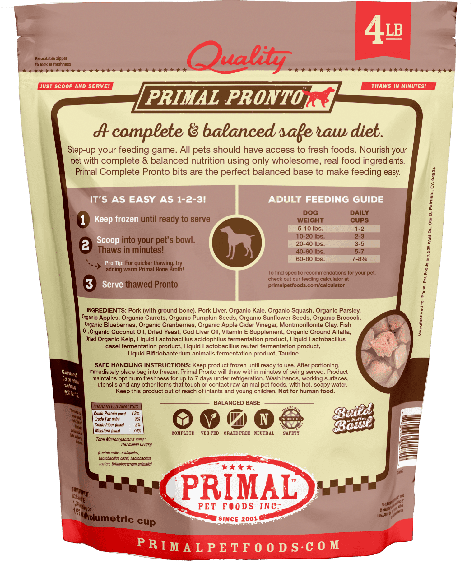 Primal 犬用 急凍鮮肉粒 豚肉配方 4lb (🥳大量購買優惠🎉)