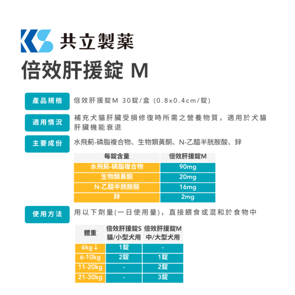 Pawsome Wellness 共立製藥 倍效肝援錠M 【犬貓肝臟保健】30錠