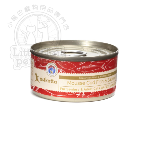 Astkatta冰島 主食貓罐 【老貓護理】 鱈魚三文魚(慕絲) 80g