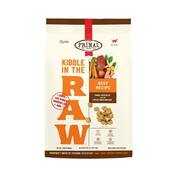 Primal 犬用 脫水凍乾糧 Kibble In The Raw 牛肉配方 1.5lb / 9lb