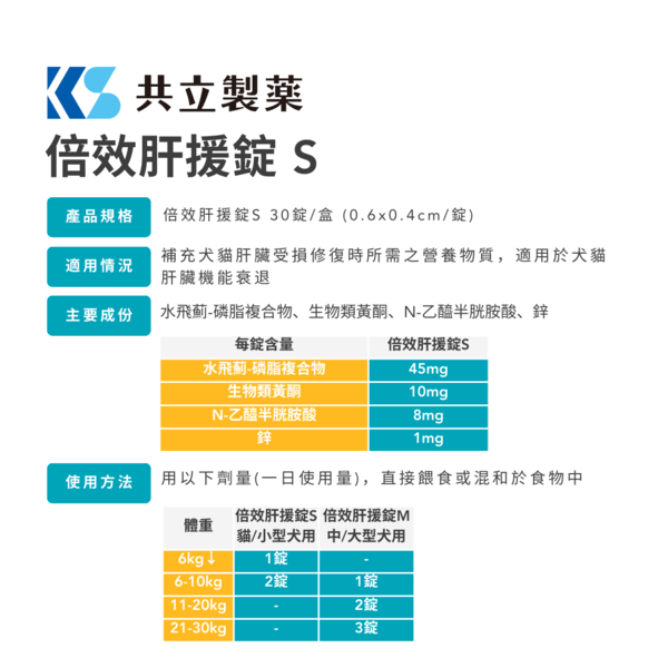 Pawsome Wellness 共立製藥 倍效肝援錠S 【犬貓肝臟保健】30錠