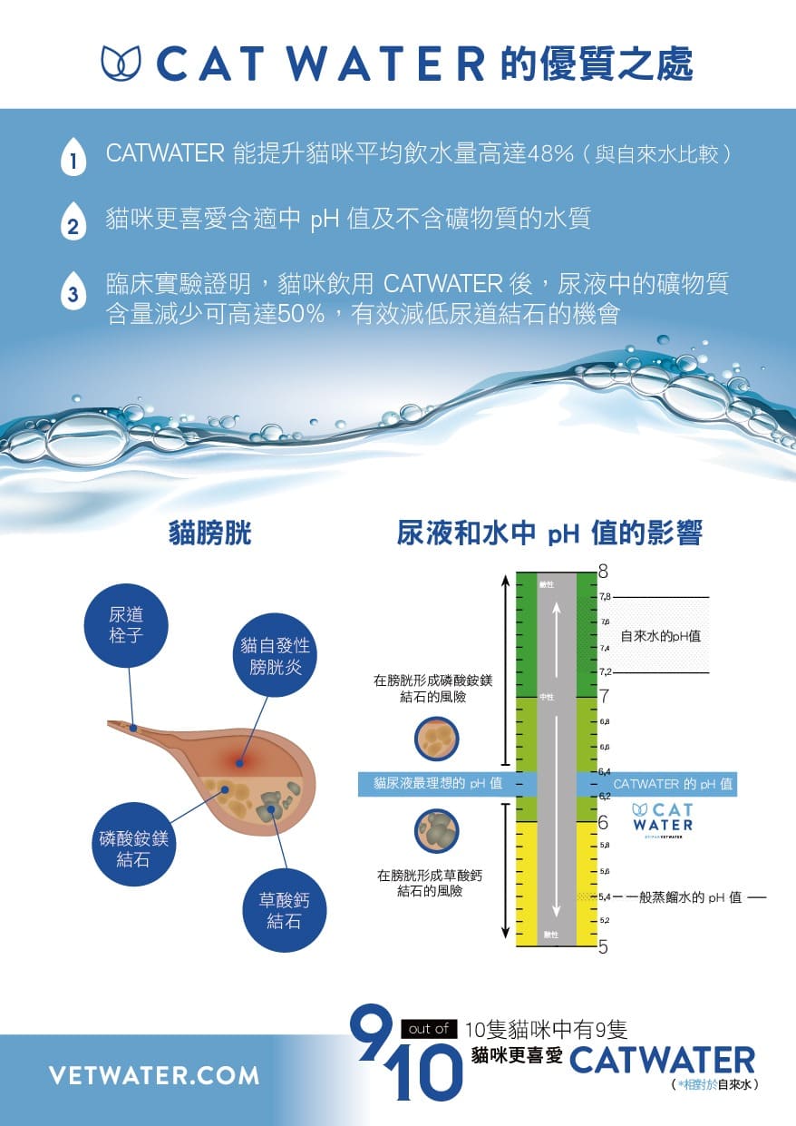 Vetwater CATWATER 貓飲用水 (天然防尿道結石配方) PH BALANCED (4Lx4/箱) (平均 $72/件)