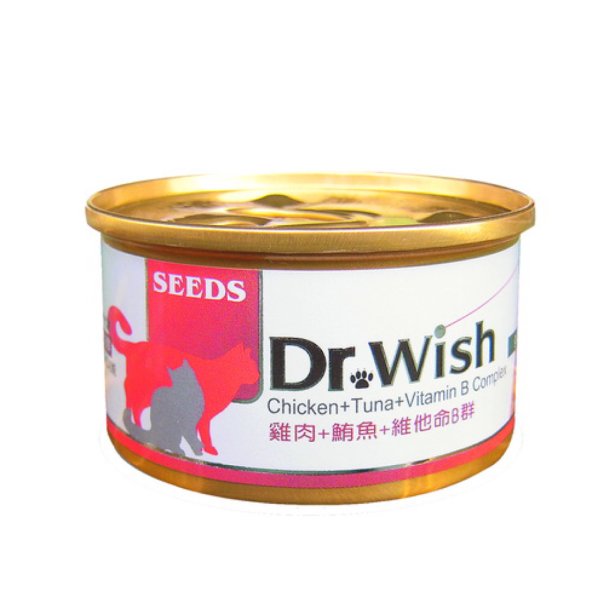 Seeds 貓罐頭 Dr Wish 營養慕絲-鮪魚+雞肉+維他命B群 (增強免疫系統功能，促進新陳代謝) 85g