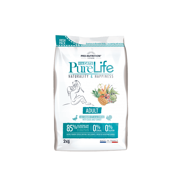 Pure Life 貓糧 無穀物 鴨+火雞 (成貓配方) 2kg