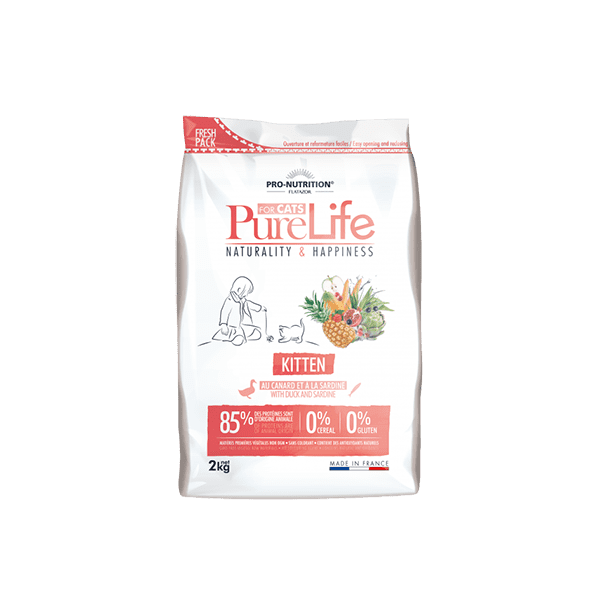 Pure Life 貓糧 無穀物 鴨+沙甸魚 (幼貓配方) 2kg