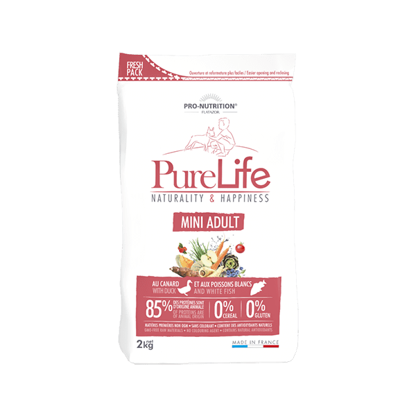 Pure Life 狗糧 無穀物 鴨+白魚 (迷你成犬配方) 2kg