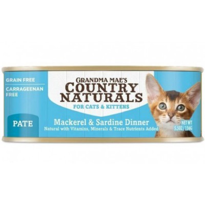 Grandma Mae's Country Naturals 貓罐 無穀物 全貓主食罐 鯖魚沙甸魚肉泥 5.5 oz (大量購買可混合味道)