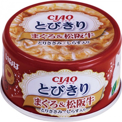  CIAO  特選吞拿魚+ 松阪牛 + 雞肉 + 白飯魚 貓罐頭