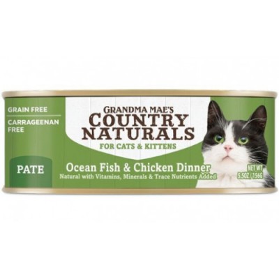 Grandma Mae's Country Naturals 貓罐 無穀物 全貓主食罐 深海魚嫩雞肉泥 5.5 oz (大量購買可混合味道)