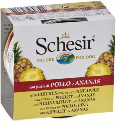 Schesir 水果系列 全天然雞肉絲菠蘿及飯狗罐頭 150g