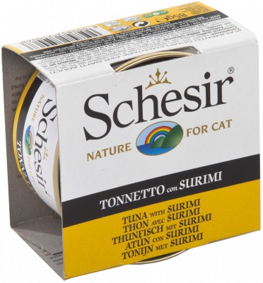 Schesir 啫喱系列 全天然吞拿魚及蟹肉飯貓罐頭 85g