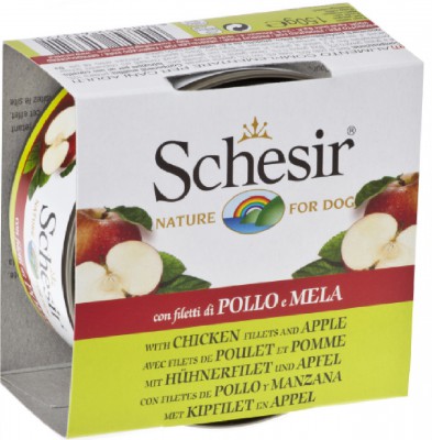 Schesir 水果系列 全天然雞肉絲蘋果及飯狗罐頭 150g