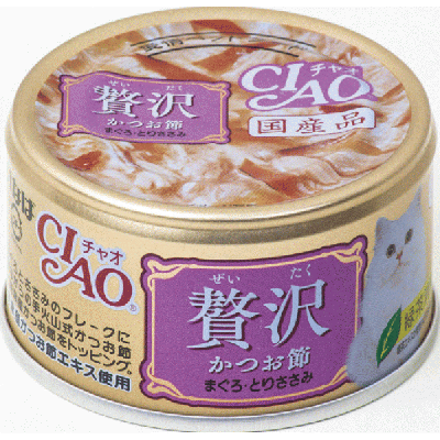 CIAO  奢華 - 木魚片+ 吞拿魚 +雞肉 貓罐頭