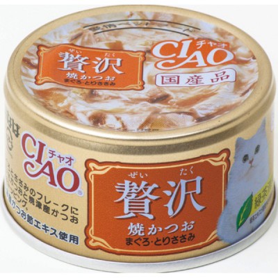 CIAO  奢華 - 燒鰹魚+ 吞拿魚 +雞肉 貓罐頭