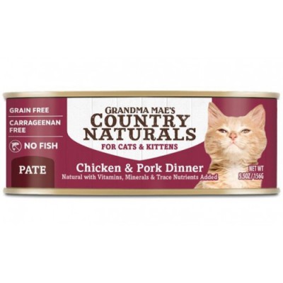 Grandma Mae's Country Naturals 貓罐 無穀物 全貓主食罐 雞肉豚肉泥 5.5 oz (大量購買可混合味道)